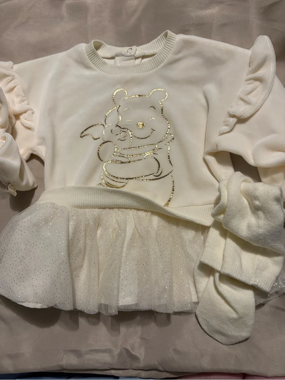Disney Cream Winnie the Pooh Tulle-Hem outfit